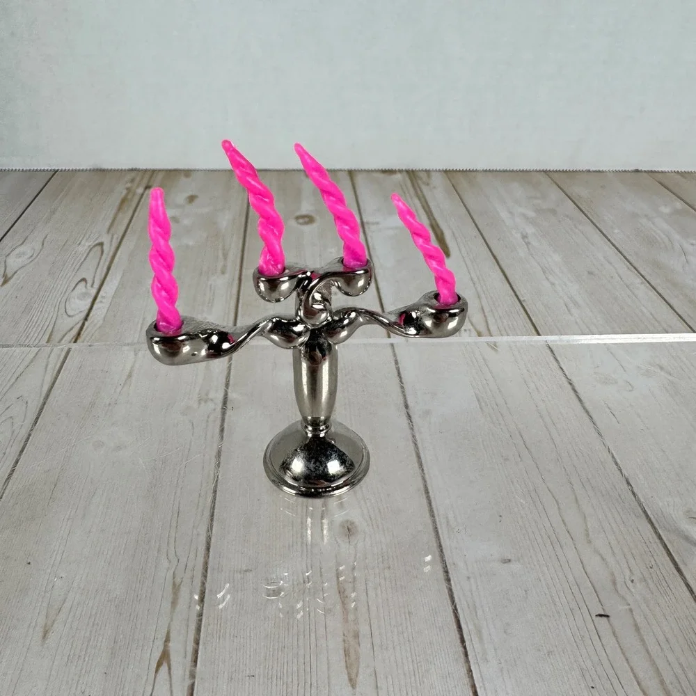 Vintage Miniature Chrome Dollhouse Kitchen Set‎ Toaster Kettle Candelabra 6pc